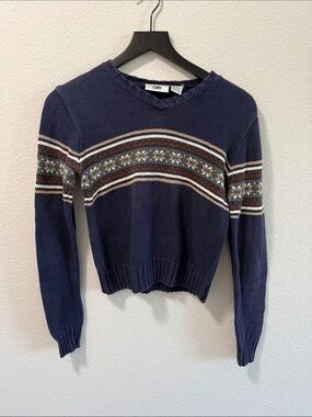 Vintage bp Nordstrom Fair Isle V-Neck Shrunken Sweater Size S